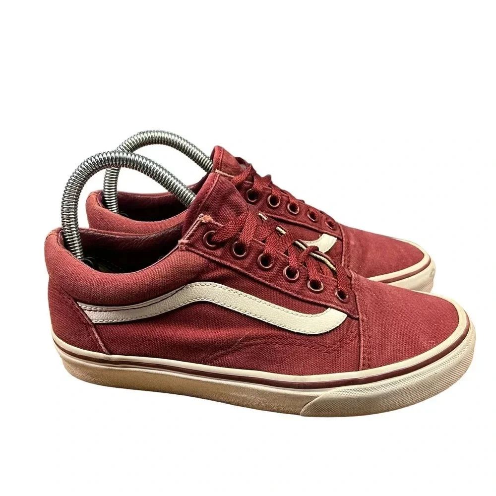 VANS Old Skool Burgundy Canvas Unisex Lace-Up‎ Sneakers Men's 6/Women's 7.5